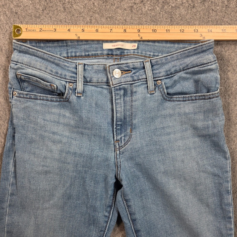 Levis 715 Bootcut Jeans Womens 28x29 Light Wash Denim Mid Rise 18885-0080 - Picture 8 of 12